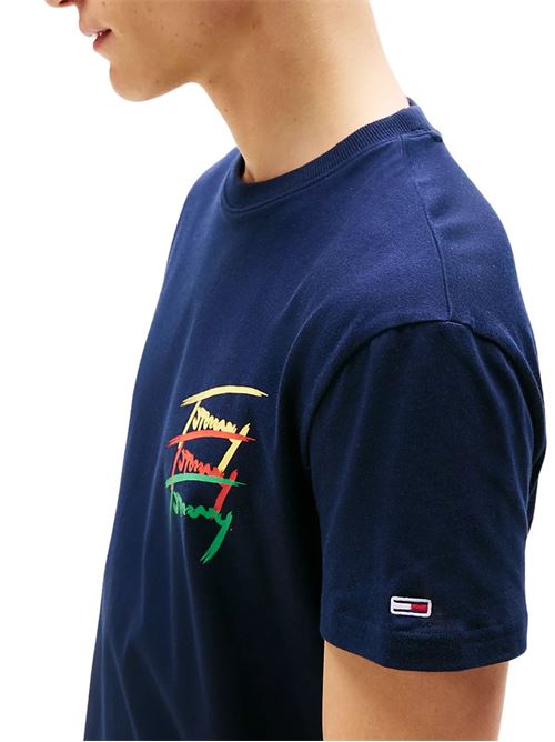 T-shirt uomo blu in cotone Tommy Jeans | DM0DM20771C1G